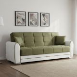 Divano letto in legno bianco e verde 220x84cm - Dike