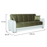 Divano letto in legno bianco e verde 220x84cm - Dike