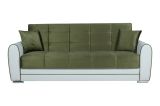 Divano letto in legno bianco e verde 220x84cm - Dike