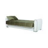 Divano letto in legno bianco e verde 220x84cm - Dike