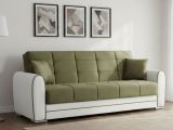 Divano letto in legno bianco e verde 220x84cm - Dike
