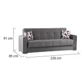 Divano letto in legno grigio 226x85cm - Arbano