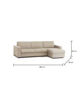 Divano letto in legno massello beige 260x95cm - Allegria