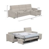 Divano letto in legno massello beige 280x160cm - Pusiano
