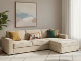 Divano letto in legno massello beige 280x95cm - Achico