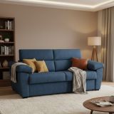 Divano letto in legno massello blu 225x95cm - Paceco