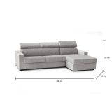 Divano letto in legno massello grigio 260x95cm - Alibella