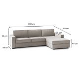 Divano letto in legno massello tortora 280x95cm - Achico