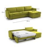Divano letto in legno massello verde 260x160cm - Sumirago