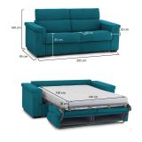 Divano letto in tessuto azzurro 205x95cm - Brusasco