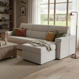 Divano letto in tessuto beige 285x160cm - Ganzaria