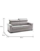 Divano letto in tessuto grigio 200x95cm - Amalfi