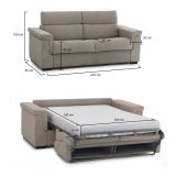 Divano letto in tessuto tortora 225x95cm - Nus
