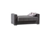 Divano letto Manuel, Divano letto contenitore a 2 posti lineare, Sofà da soggiorno in tessuto imbottito con apertura click-clack, 160x85h91 cm, Grigio