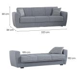 Divano letto matrimoniale grigio 223x80cm - Nox