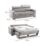 Divano letto moderno grigio 160x95cm - Alinia