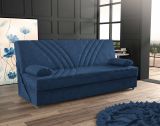 Divano letto Ramon, Divano letto contenitore a 3 posti con 2 cuscini inclusi, Sofà da soggiorno in tessuto imbottito con apertura click-clack, 181x81h88 cm, Blu