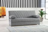Divano letto Ramon, Divano letto contenitore a 3 posti con 2 cuscini inclusi, Sofà da soggiorno in tessuto imbottito con apertura click-clack, 181x81h88 cm, Grigio