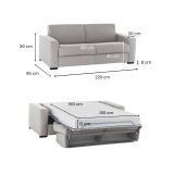 Divano letto reclinabile grigio 220x95cm - Estia