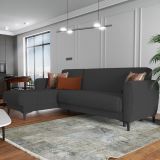 Divano letto rivestito in tessuto antracite 230x153cm - Aber