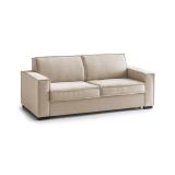 Divano letto rivestito in tessuto beige 180x95cm - Alano