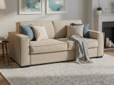 Divano letto rivestito in tessuto beige 180x95cm - Alano