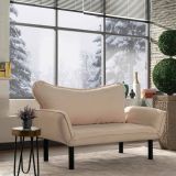Divano letto rivestito in tessuto crema 140x65cm - Hone