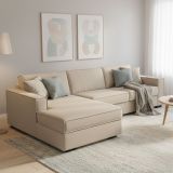Divano letto sfoderabile beige 260x95cm - Albenga