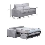 Divano letto sfoderabile grigio 180x95cm - None