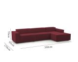 Divano modulare rosso 340x170x70h cm - Asvaldo