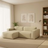 Divano sfoderabile beige 220x170x70h cm - Alhoa