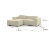 Divano sfoderabile beige 240x170x70h cm - Assurte