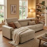 Divano sfoderabile beige 260x95x85h cm - Aryaly