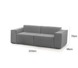 Divano sfoderabile grigio 220x95x70h cm - Lepidolite