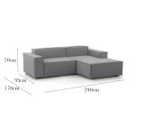 Divano sfoderabile grigio 240x170x70h cm - Ameli