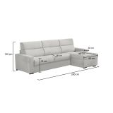 Divano sfoderabile grigio chiaro 280x160x100h cm - Vigonovo
