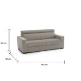 Divano sfoderabile tortora 180x95x85h cm - Kiev