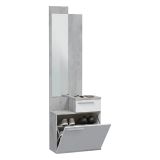 Entratina con scarpiera cemento e bianco lucido 61x185h cm - Azzurro