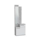 Entratina con scarpiera cemento e bianco lucido 61x185h cm - Azzurro