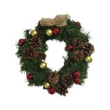 Ghirlanda da Natale Zogno, 35x35 h3 cm, Verde e Rosso