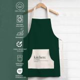 Grembiule Cucina Verde Scuro Bianco Lavabile in Lavatrice si 30° Colore Struttura Bianco, Sfumatura Colore Struttura Scuro - Palitoba