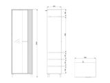Guardaroba 1 Anta Bianco Crema Marrone Rovere Nodi Appendiabiti 4 Ripiani, 5 Vani - Pesco