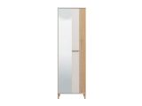 Guardaroba 1 Anta Bianco Crema Marrone Rovere Nodi Appendiabiti 4 Ripiani, 5 Vani - Pesco