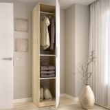 Guardaroba 1 Anta Bianco Marrone Rovere Appendiabiti Cassetti, 2 Ripiani - Calvert