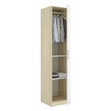 Guardaroba 1 Anta Bianco Marrone Rovere Appendiabiti Cassetti, 2 Ripiani - Calvert