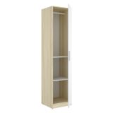 Guardaroba 1 Anta Bianco Marrone Rovere Appendiabiti Cassetti, 2 Ripiani - Calvert