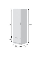 Guardaroba 1 Anta Bianco un Ripiano un Cassetto, Appendiabiti - Dello