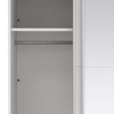 Guardaroba 2 ante Adeline, Mobile camera da letto, Cabina armadio portabiti, Armadio appendiabiti, 65x179 h220 cm, Bianco e Trasparente