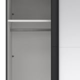 Guardaroba 2 ante Adeline, Mobile camera da letto, Cabina armadio portabiti, Armadio appendiabiti, 65x179 h220 cm, Grigio e Trasparente