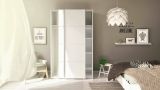 Guardaroba 2 ante Appoline, Mobile camera da letto, Cabina armadio portabiti, Armadio appendiabiti, 122x64 h202 cm, Bianco